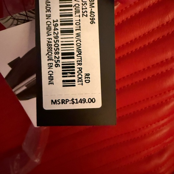 Badgley Mischka Red Quilted Shoulder Bag with Gold Hardware - Picture 9 of 9